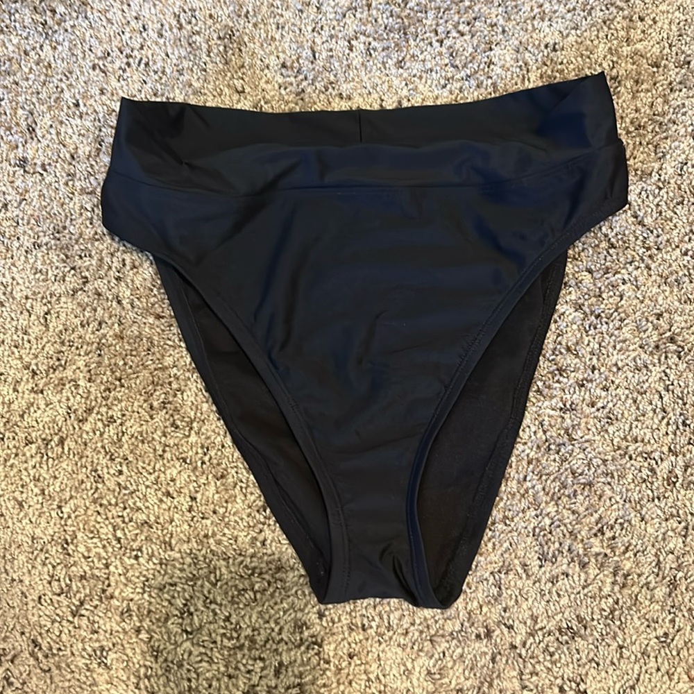 High waisted black bikini bottoms